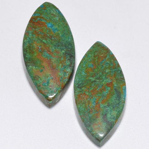 8.61 ctw Multicolor Chrysocolla Gemstones, Chrysocolla Gems in Marquise Cabochon Shape for Sale.