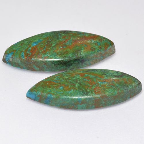 Chrysocolla Gemstones in 19.2 x 8.7 mm Size for Sale, Chrysocolla Stones in Multicolor Color