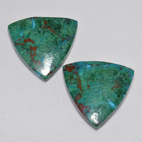 13.44 ctw Multicolor Chrysocolla Gemstones, Chrysocolla Gems in Trillion Cabochon Shape for Sale.