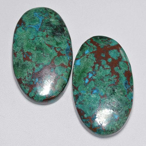 25.39 ctw Multicolor Chrysocolla Gemstones, Chrysocolla Gems in Oval Cabochon Shape for Sale.