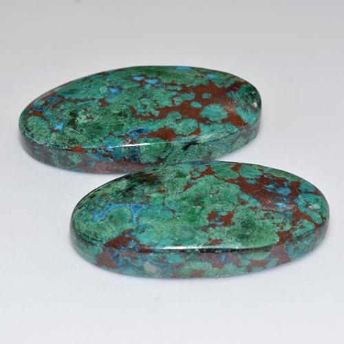25.39 ctw Multicolor Chrysocolla Stones, Natural Chrysocolla in Oval Cabochon Shape for Sale