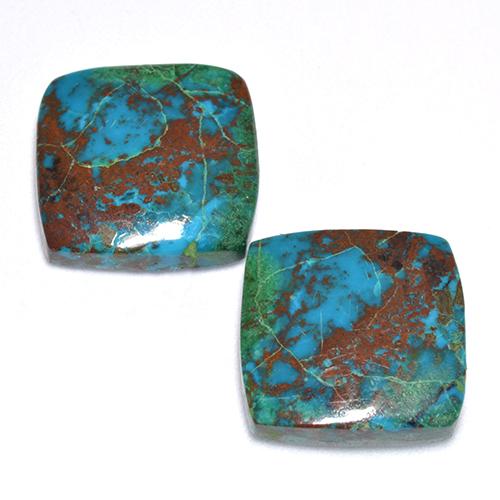 13.01 ctw Multicolor Chrysocolla Gemstones, Chrysocolla Gems in Cushion Cabochon Shape for Sale.