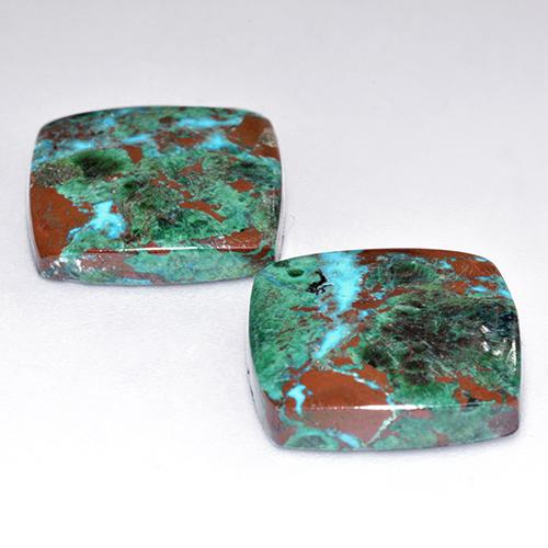 Chrysocolla Gemstones in 14 x 14 mm (calibrated) Size for Sale, Chrysocolla Stones in Multicolor Color