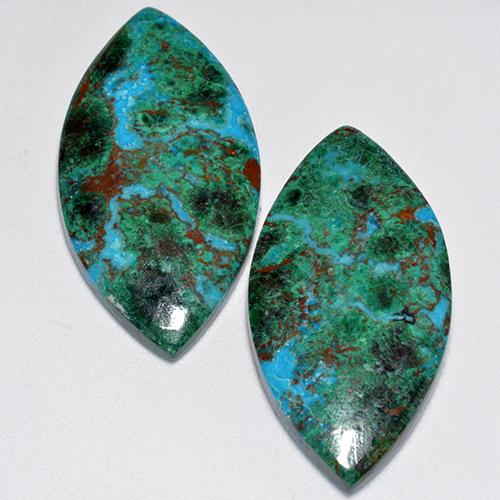 21.91 ctw Multicolor Chrysocolla Gemstones, Chrysocolla Gems in Marquise Cabochon Shape for Sale.