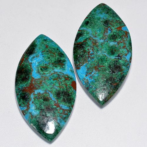 21.91 ctw Multicolor Chrysocolla Stones, Natural Chrysocolla in Marquise Cabochon Shape for Sale