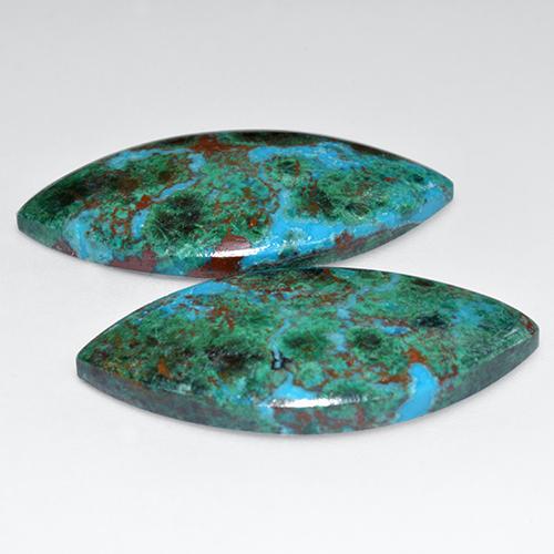 Chrysocolla Gemstones in 27.6 x 13.9 mm Size for Sale, Chrysocolla Stones in Multicolor Color