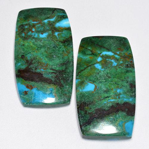 20.78 ctw Multicolor Chrysocolla Gemstones, Chrysocolla Gems in Cushion Cabochon Shape for Sale.