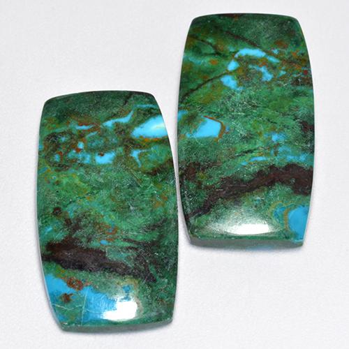 20.78 ctw Multicolor Chrysocolla Stones, Natural Chrysocolla in Cushion Cabochon Shape for Sale