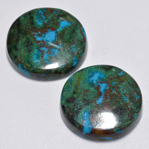 16.94 ctw Multicolor Chrysocolla Gemstones, Chrysocolla Gems in Round Cabochon Shape for Sale.