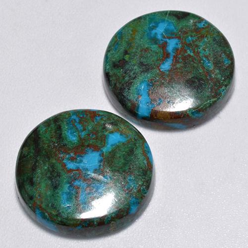 16.94 ctw Multicolor Chrysocolla Stones, Natural Chrysocolla in Round Cabochon Shape for Sale