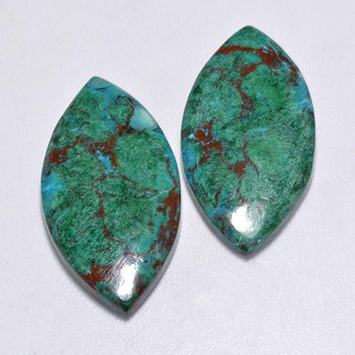 17.55 ctw Multicolor Chrysocolla Stones, Natural Chrysocolla in Marquise Cabochon Shape for Sale