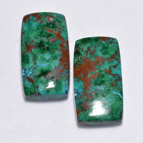 14.61 ctw Multicolor Chrysocolla Gemstones, Chrysocolla Gems in Cushion Cabochon Shape for Sale.