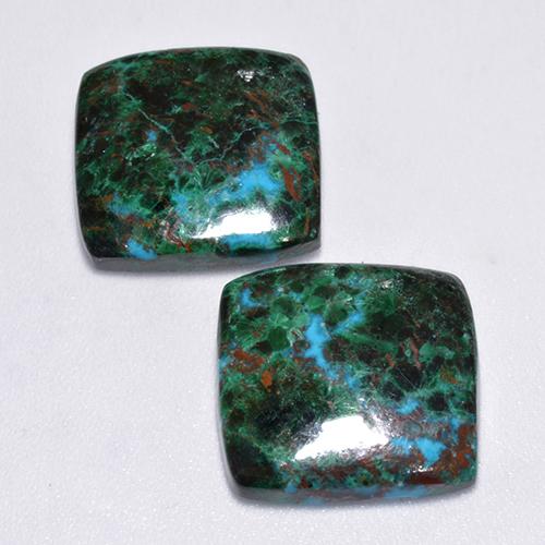 16.85 ctw Multicolor Chrysocolla Gemstones, Chrysocolla Gems in Cushion Cabochon Shape for Sale.