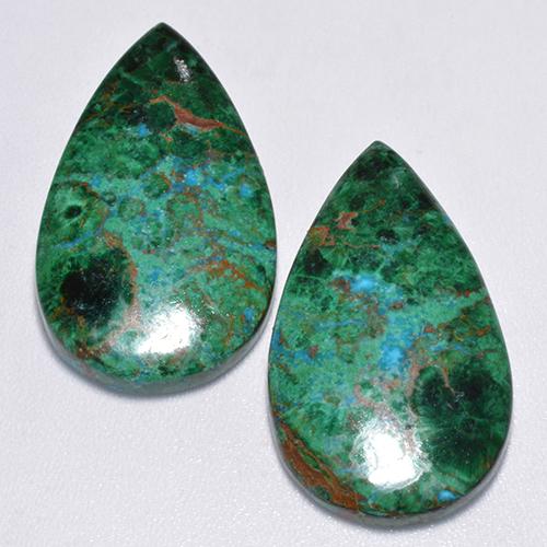 19.96 ctw Multicolor Chrysocolla Gemstones, Chrysocolla Gems in Pear Cabochon Shape for Sale.