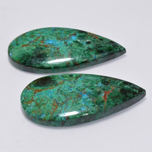 19.96 ctw Multicolor Chrysocolla Stones, Natural Chrysocolla in Pear Cabochon Shape for Sale
