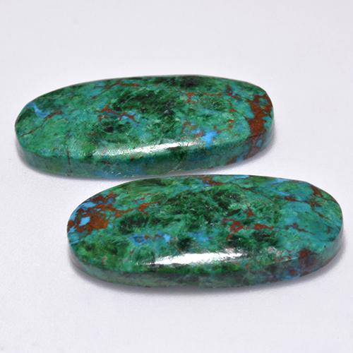 25.92 ctw Multicolor Chrysocolla Stones, Natural Chrysocolla in Oval Cabochon Shape for Sale