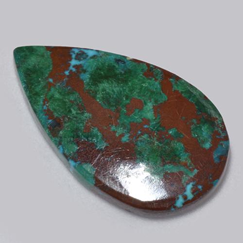 6.13 ct Multicolor Chrysocolla Gemstone, Chrysocolla Gem in Pear Cabochon Shape for Sale.