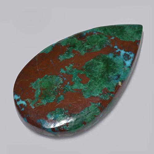 6.13 ct Multicolor Chrysocolla Stone, Natural Chrysocolla in Pear Cabochon Shape for Sale