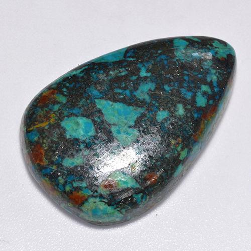 Multicolor Chrysocolla Gem - 31.9ct Pear Cabochon (ID: 517503)
