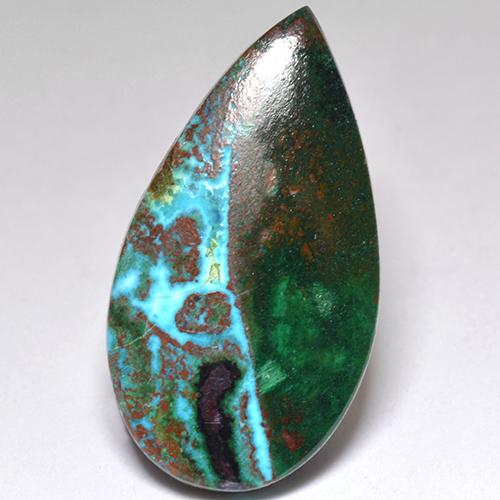 9.20 ct Multicolor Chrysocolla Gemstone, Chrysocolla Gem in Pear Cabochon Shape for Sale.