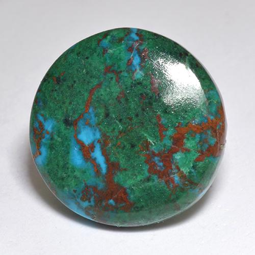 8.66 ct Multicolor Chrysocolla Gemstone, Chrysocolla Gem in Round Cabochon Shape for Sale.