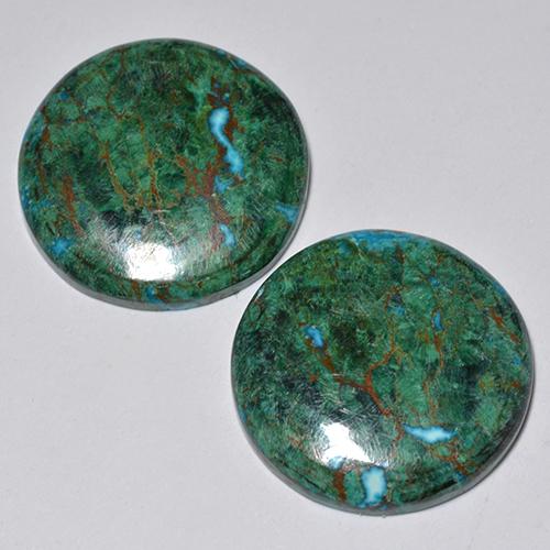 Multicolor Chrysocolla Gem - 11.8ct Round Cabochon (ID: 517759)