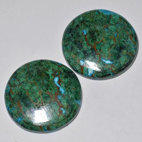 23.55 ctw Multicolor Chrysocolla Stones, Natural Chrysocolla in Round Cabochon Shape for Sale