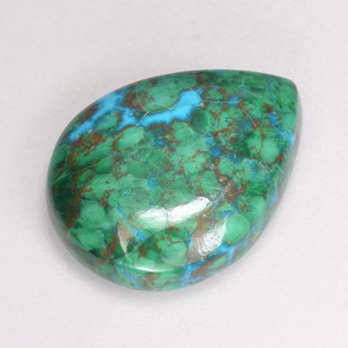 4.65 ct Multicolor Chrysocolla Gemstone, Chrysocolla Gem in Pear Cabochon Shape for Sale.