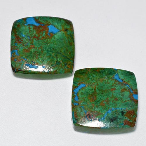 Multicolor Chrysocolla Gema - 8.7ct Cabujón forma Cojín (ID: 518559)