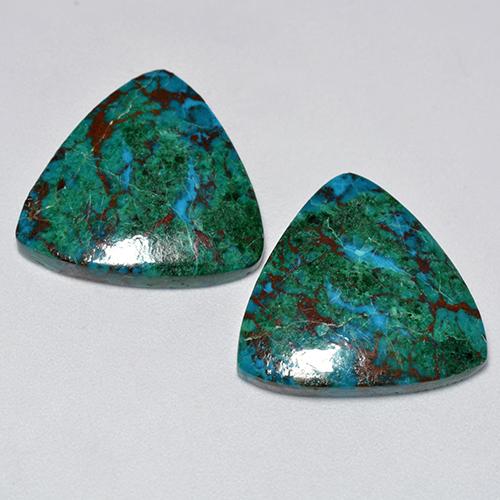 19.43 ctw Multicolor Chrysocolla Gemstones, Chrysocolla Gems in Trillion Cabochon Shape for Sale.