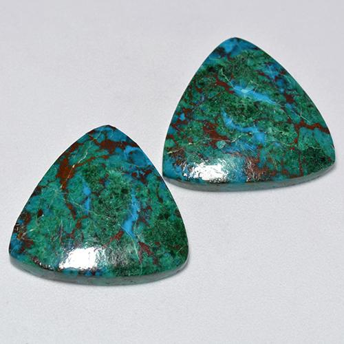 19.43 ctw Multicolor Chrysocolla Stones, Natural Chrysocolla in Trillion Cabochon Shape for Sale