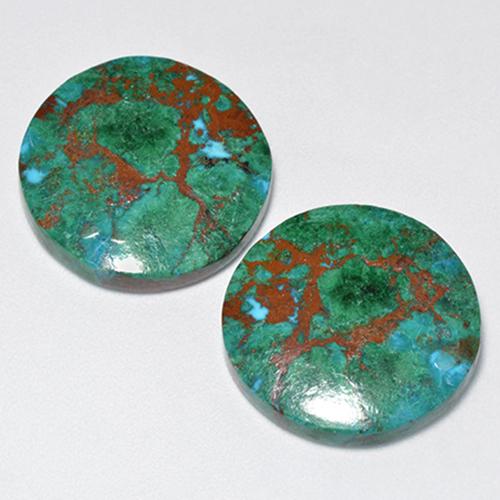 18.22 ctw Multicolor Chrysocolla Gemstones, Chrysocolla Gems in Round Cabochon Shape for Sale.
