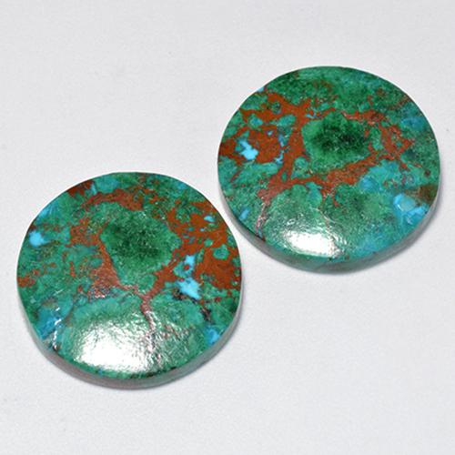 18.22 ctw Multicolor Chrysocolla Stones, Natural Chrysocolla in Round Cabochon Shape for Sale