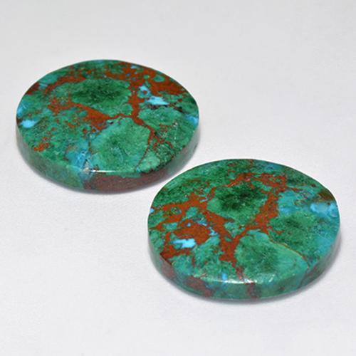 Chrysocolla Gemstones in 16.9 mm Size for Sale, Chrysocolla Stones in Multicolor Color