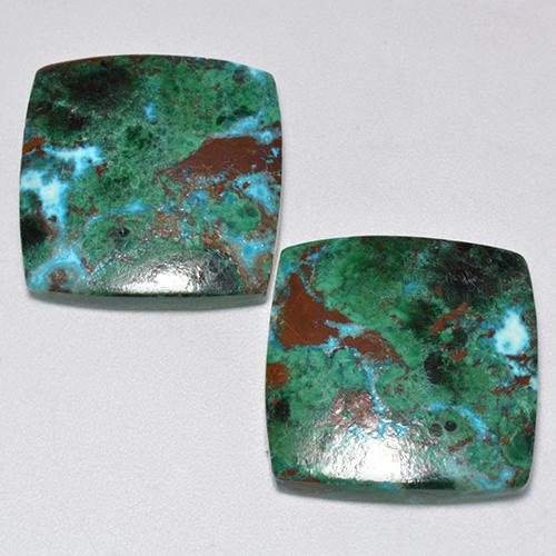 25.89 ctw Multicolor Chrysocolla Gemstones, Chrysocolla Gems in Cushion Cabochon Shape for Sale.