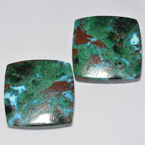 25.89 ctw Multicolor Chrysocolla Stones, Natural Chrysocolla in Cushion Cabochon Shape for Sale