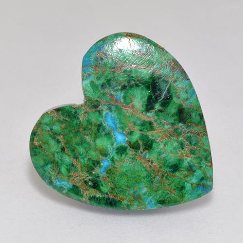 8.01 ct Multicolor Chrysocolla Gemstone, Chrysocolla Gem in Heart Cabochon Shape for Sale.