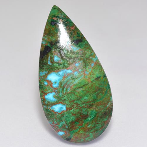 10.91 ct Multicolor Chrysocolla Gemstone, Chrysocolla Gem in Pear Cabochon Shape for Sale.