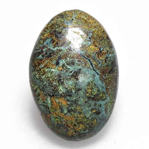 14.96 ct Multicolor Chrysocolla Gemstone, Chrysocolla Gem in Oval Cabochon Shape for Sale.
