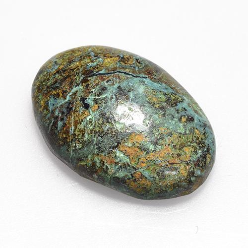14.96 ct Multicolor Chrysocolla Stone, Natural Chrysocolla in Oval Cabochon Shape for Sale