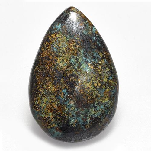 Multicolor Chrysocolla Gema - 15.5ct Cabujón Pera (ID: 519084)
