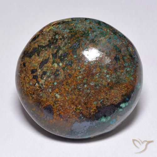 Chrysocolle Multicolore round cabochon d'Australie, 19,1mm, poids de 23,88 ct, pierre gemme naturelle Non traité de pureté Opaque , 1 pièce de chrysocolle, couleur Multicolore, dureté Mohs de 2 à 4, Photo A