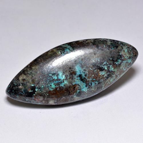 Multicolor Chrysocolla Gem - 24.6ct Marquise Cabochon (ID: 519724)