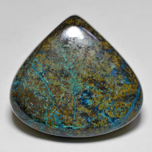 Multicolor Chrysocolla Gem - 25.9ct Pear Cabochon (ID: 590905)