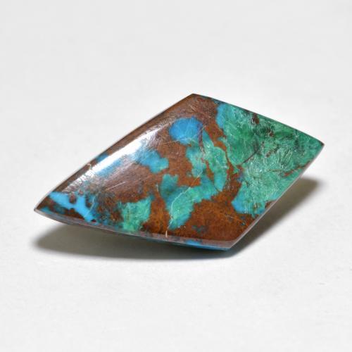 5.92 ct Multicolor Chrysocolla Gemstone, Chrysocolla Gem in Rhomb Cabochon Shape for Sale.