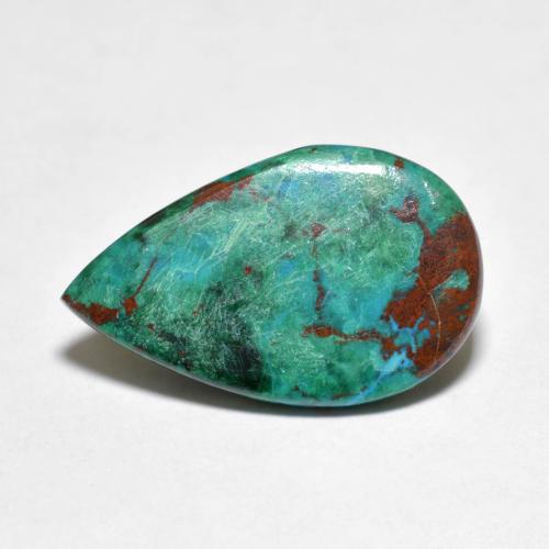 4.79 ct Multicolor Chrysocolla Gemstone, Chrysocolla Gem in Pear Cabochon Shape for Sale.