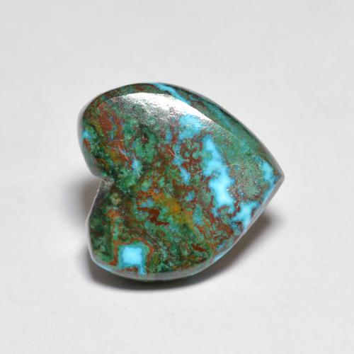 2.62 ct Multicolor Chrysocolla Gemstone, Chrysocolla Gem in Heart Cabochon Shape for Sale.
