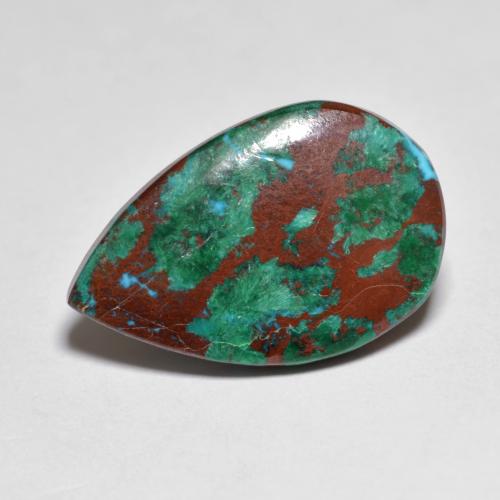5.19 ct Multicolor Chrysocolla Gemstone, Chrysocolla Gem in Pear Cabochon Shape for Sale.