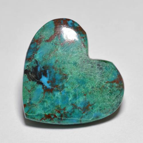 8.56 ct Multicolor Chrysocolla Gemstone, Chrysocolla Gem in Heart Cabochon Shape for Sale.