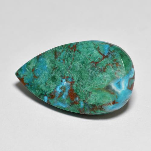 7.49 ct Multicolor Chrysocolla Stone, Natural Chrysocolla in Pear Cabochon Shape for Sale